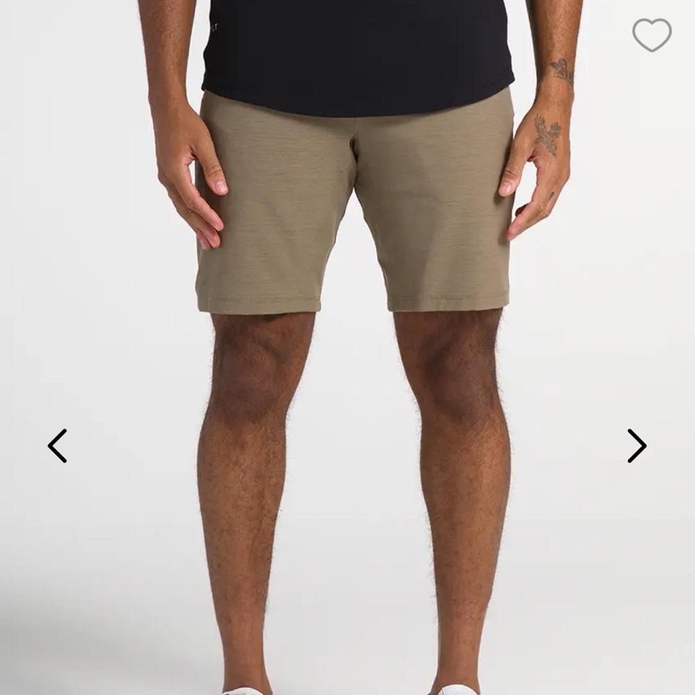 BYLT Basics, Kinetic Shorts, Heathered Taupe color, Size 34 waist, 9” inseam.